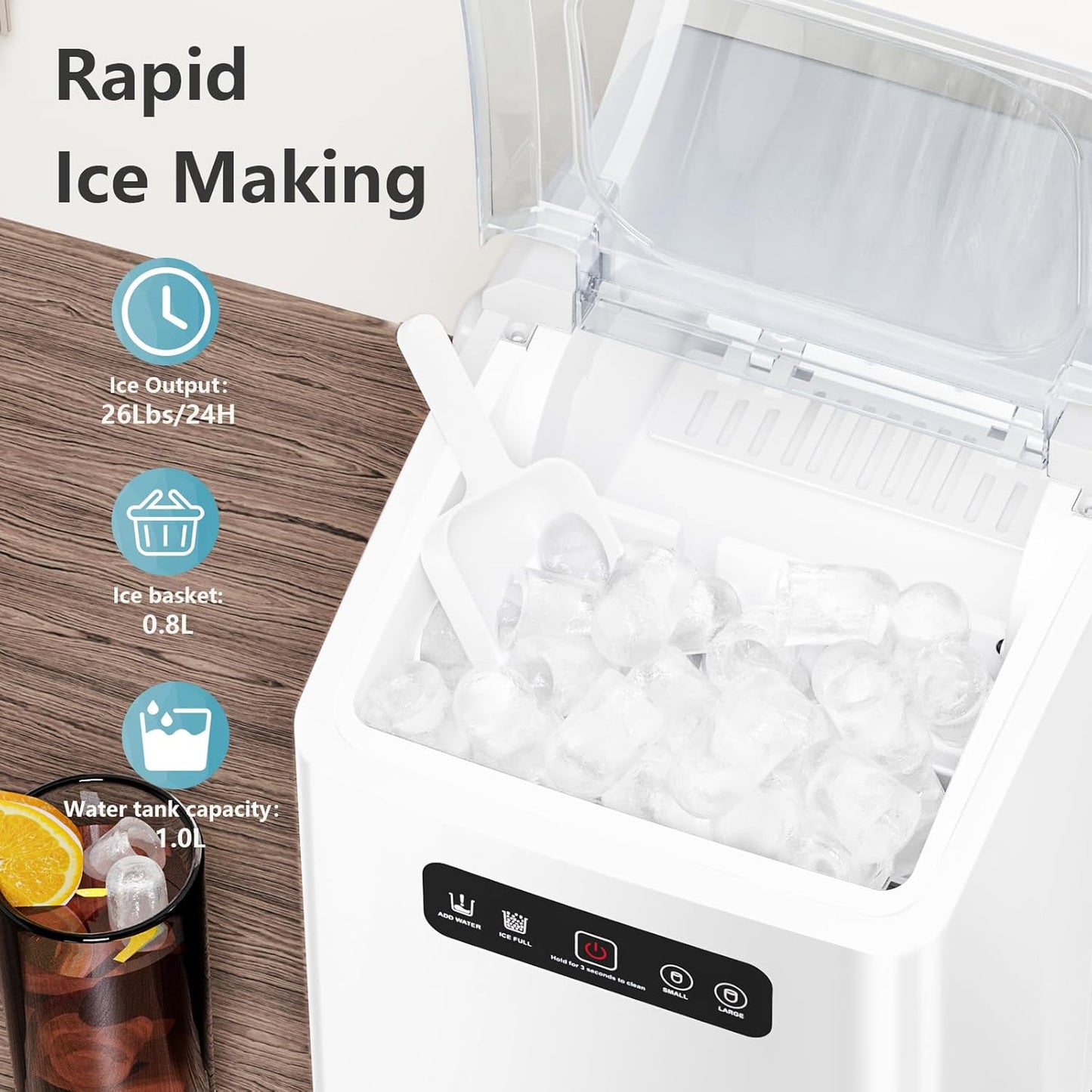 Countertop Ice Maker,Portable Ice Machine with Handle,for Home/Kitchen/Camping/RV Z3424-BLACK