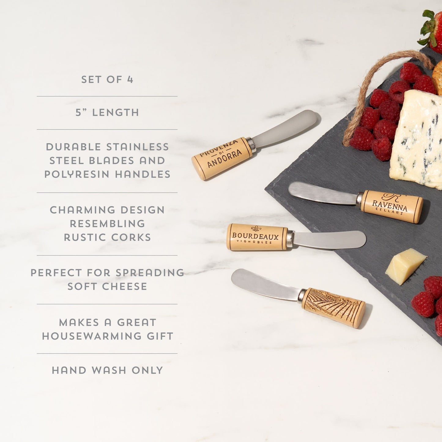 Cork Handled Cheese Spreader Set