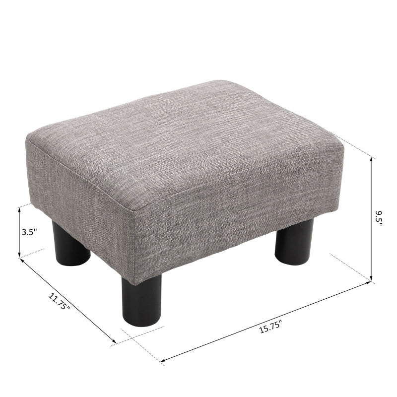 HOMCOM 16" Cube Modern Linen Pouf Ottoman with Black Legs, Grey