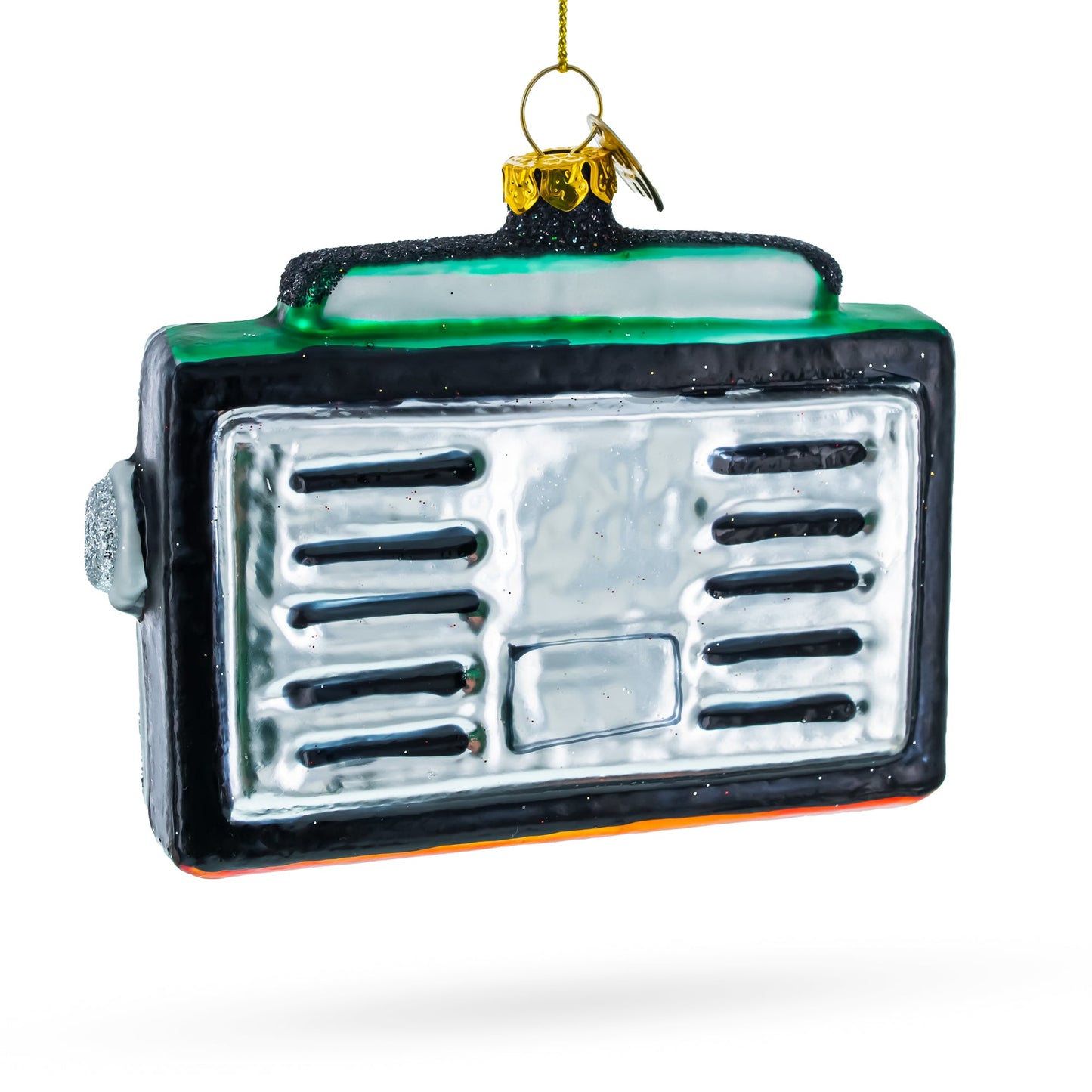 Vintage Cassette Player Boombox Glass Christmas Ornament