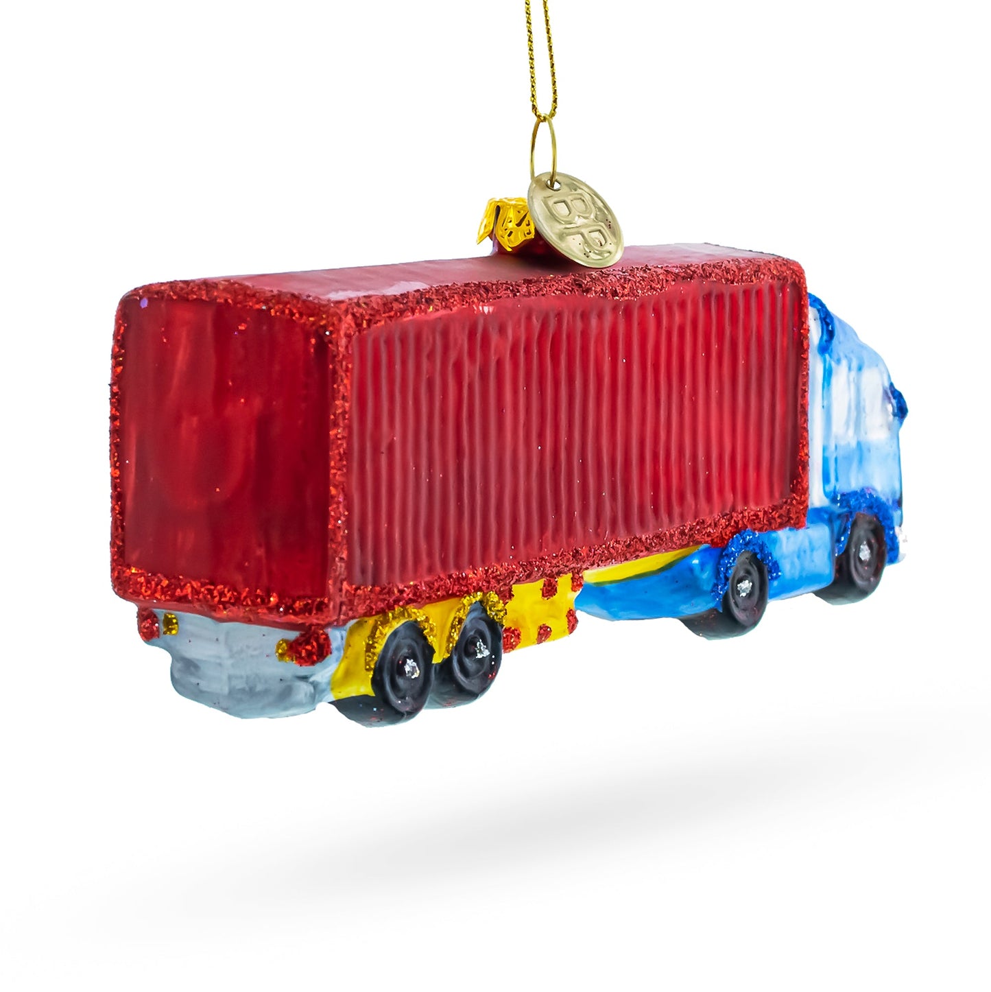Truck with Dry Van Glass Christmas Ornament