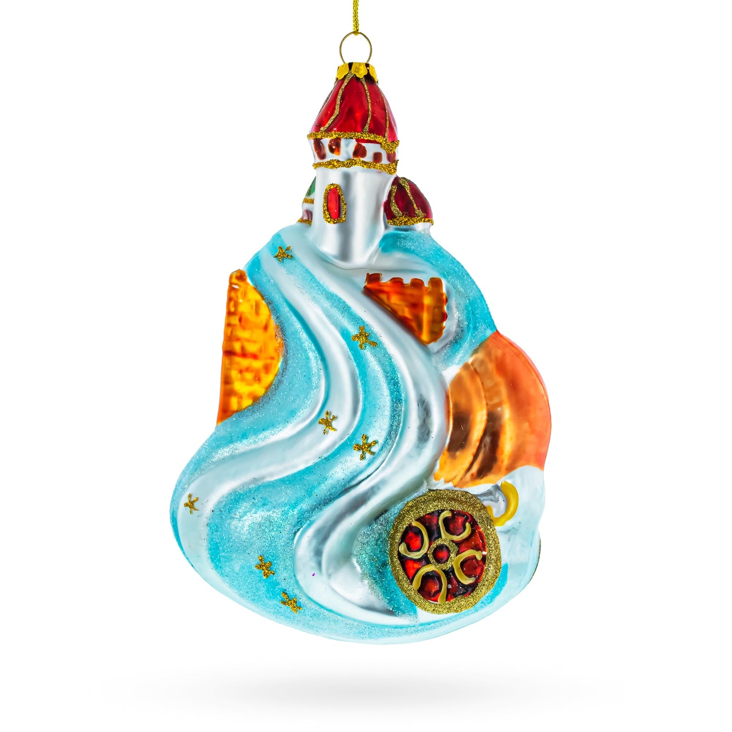 Enchanting Cinderella and Prince Glass Christmas Ornament