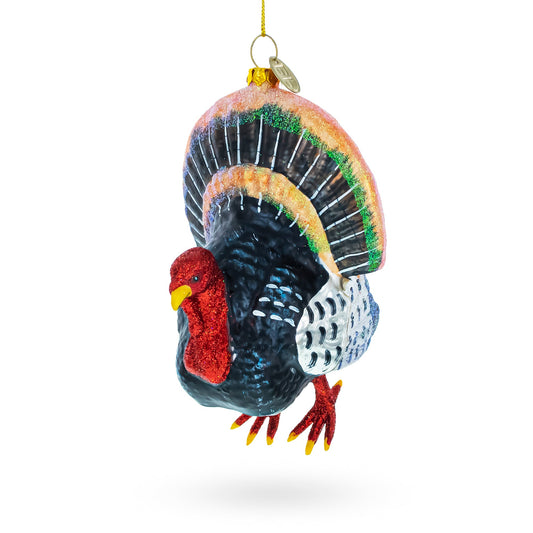 Gobbler Turkey Glass Christmas Ornament