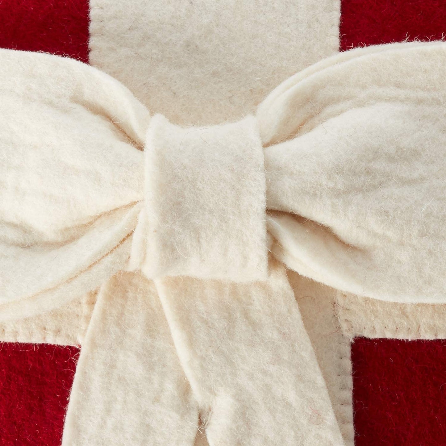 Cream Bow Red- Christmas Pillow Cover Hand Felted Wool - 20" / 14" Arcadia Home