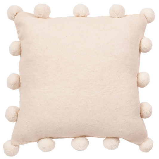 Cream Pom Poms Cream - Hand Felted Wool Pillow - 20" Arcadia Home