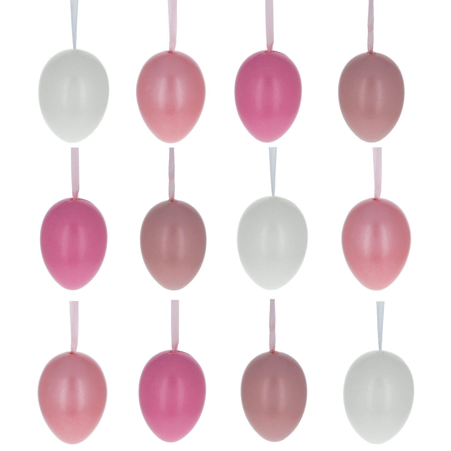 Bag of 12 Pastel Rose Plastic Easter Egg Ornaments 2.35 Inches