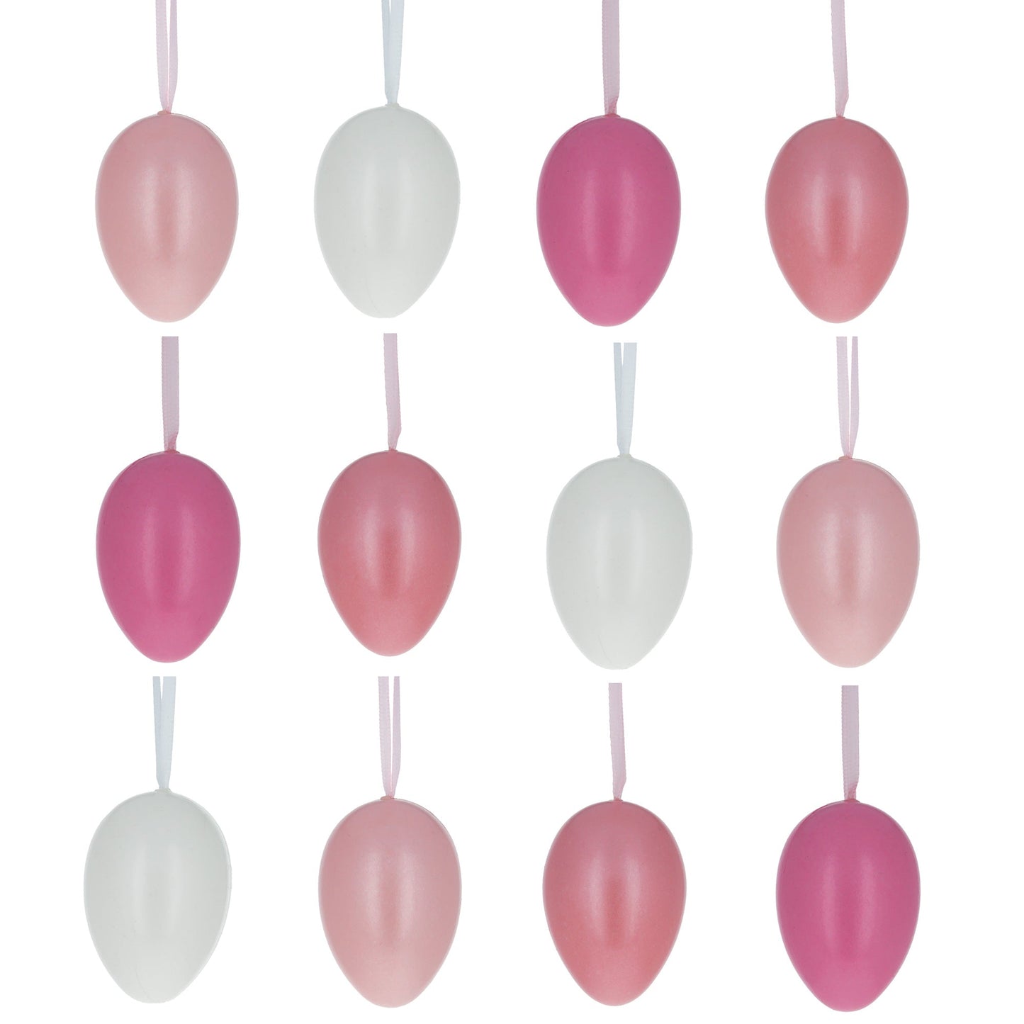 Bag of 12 Pastel Rose Plastic Easter Egg Ornaments 2.35 Inches
