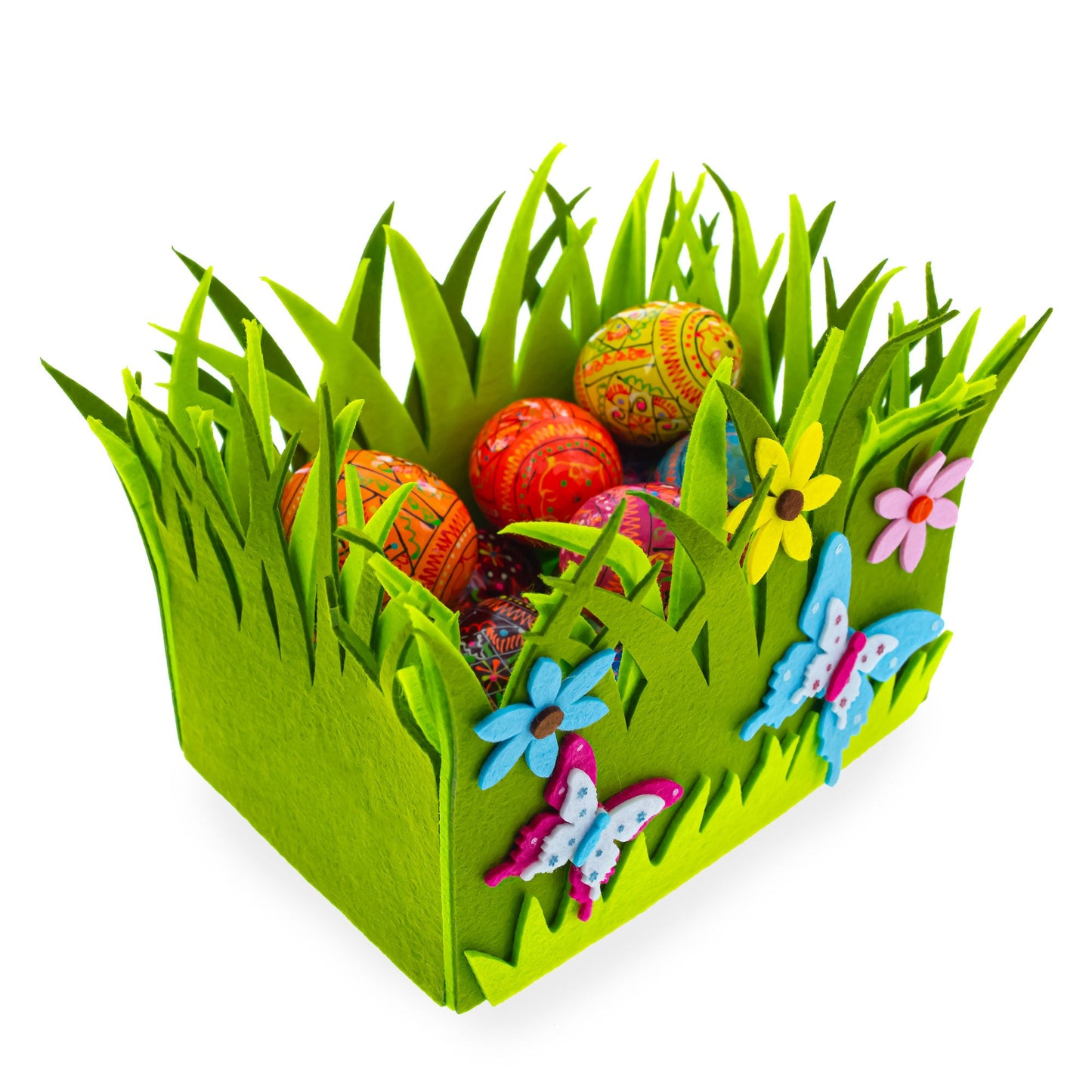 Set of 2 Spring Flowers and Butterflies Easter Felt Decorative Centerpiece