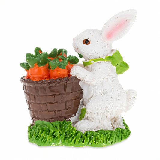 Bunny with Easter Basket Full of Carrots 3 Inches