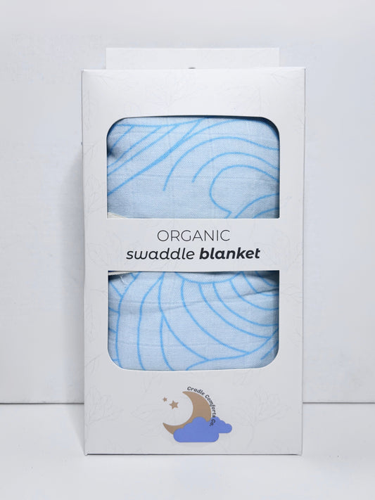 Organic Crashing Sea Waves Bamboo Cotton Muslin Swaddle Blanket