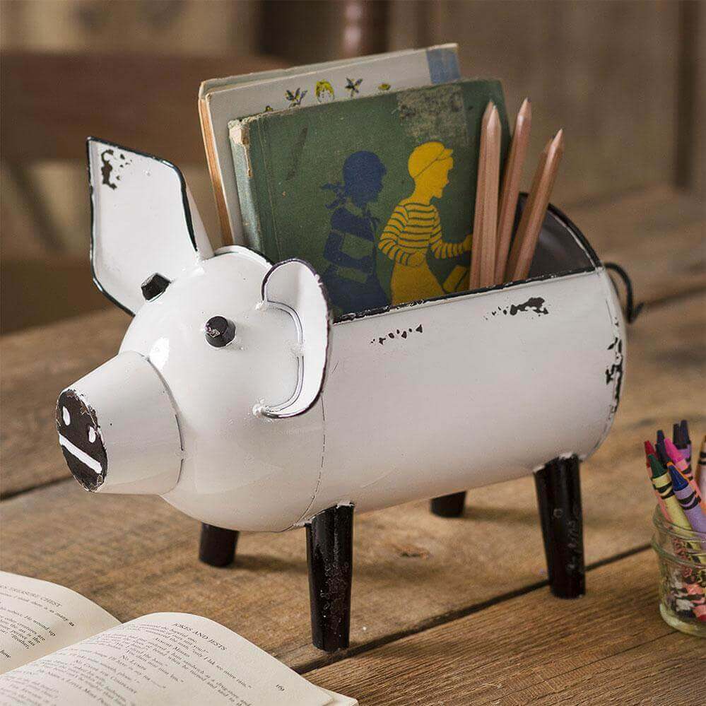 Rustic Pig Storage Organizer