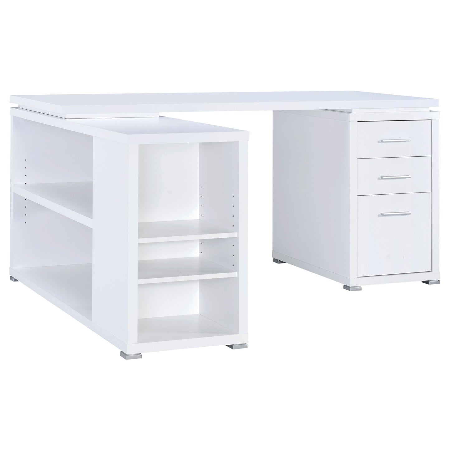 Tona White Driftwood 3-Drawer L-Shape Computer Desk
