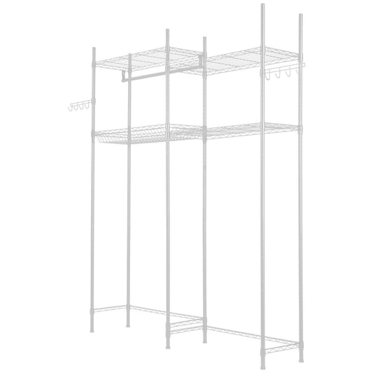 Over The Washer and Dryer Storage Shelf, 4 Tier Laundry Room Drying Rack with Hanger Rod and Hooks, Adjustable Over Washer and Dryer Shelves, Laundry Room Shelf Storage Space Saver, White
