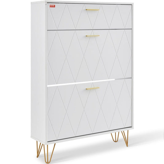 Shoe Cabinet with 3 Flip Drawers, Shoe Storage Cabinet for Entryway, Free Standing Shoe Storage Organizer for Heels, Boots, Slippers in Hallway, Living Room