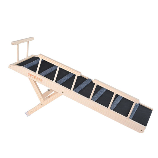 Dog Ramp, Folding Pet Ramp for Bed, Adjustable Dog Ramp for Small, Large, Old Dogs & Cats, Wooden Pet Ramp with 47.2" Long Ramp, Adjustable from 13.8" to 27.6", Suitable for Couch, Sofa, Car
