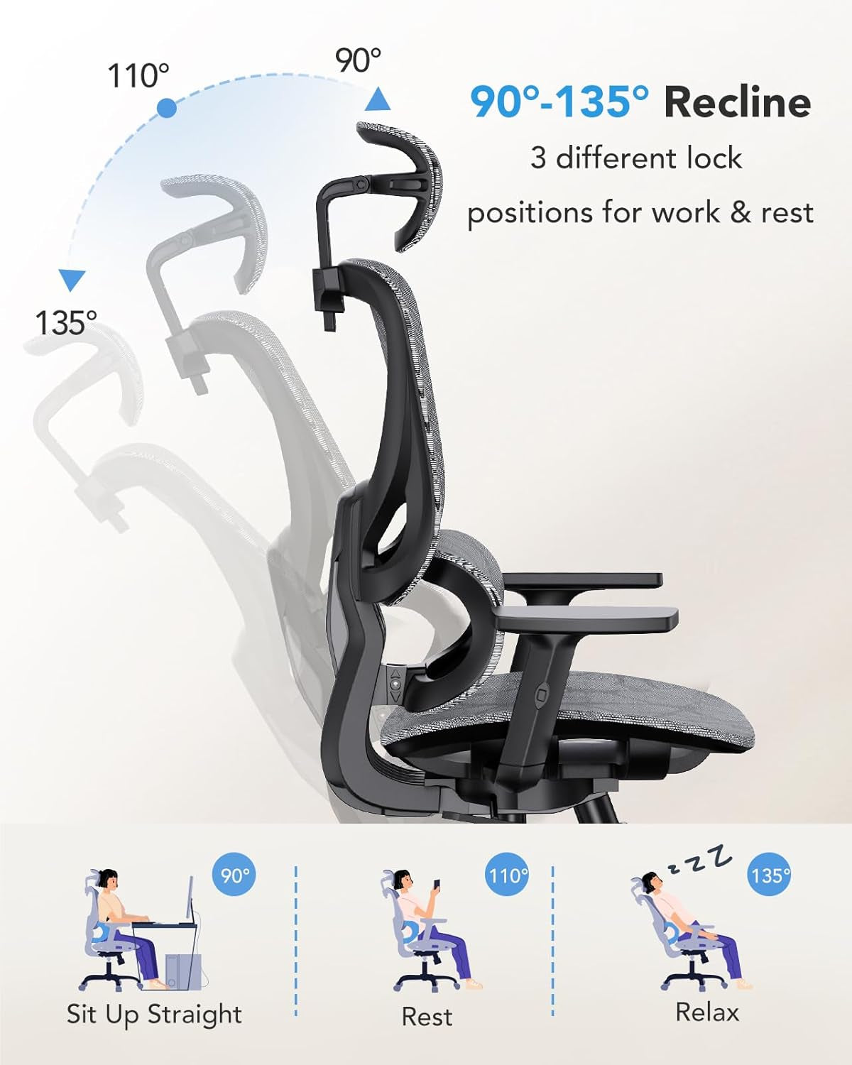 Ergonomic Mesh Office Chair High Back With Lumbar Support