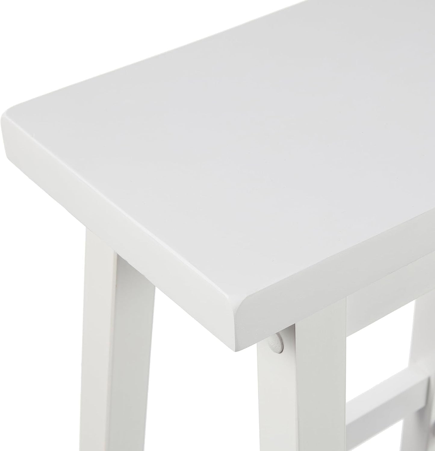 Solid Wood Saddle Seat Counter Height Bar Stool White 24 Inch Set Of 2