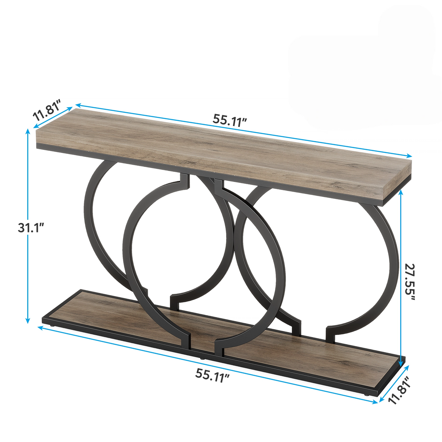 Industrial Console Table - 55" Long Entryway Sofa Table