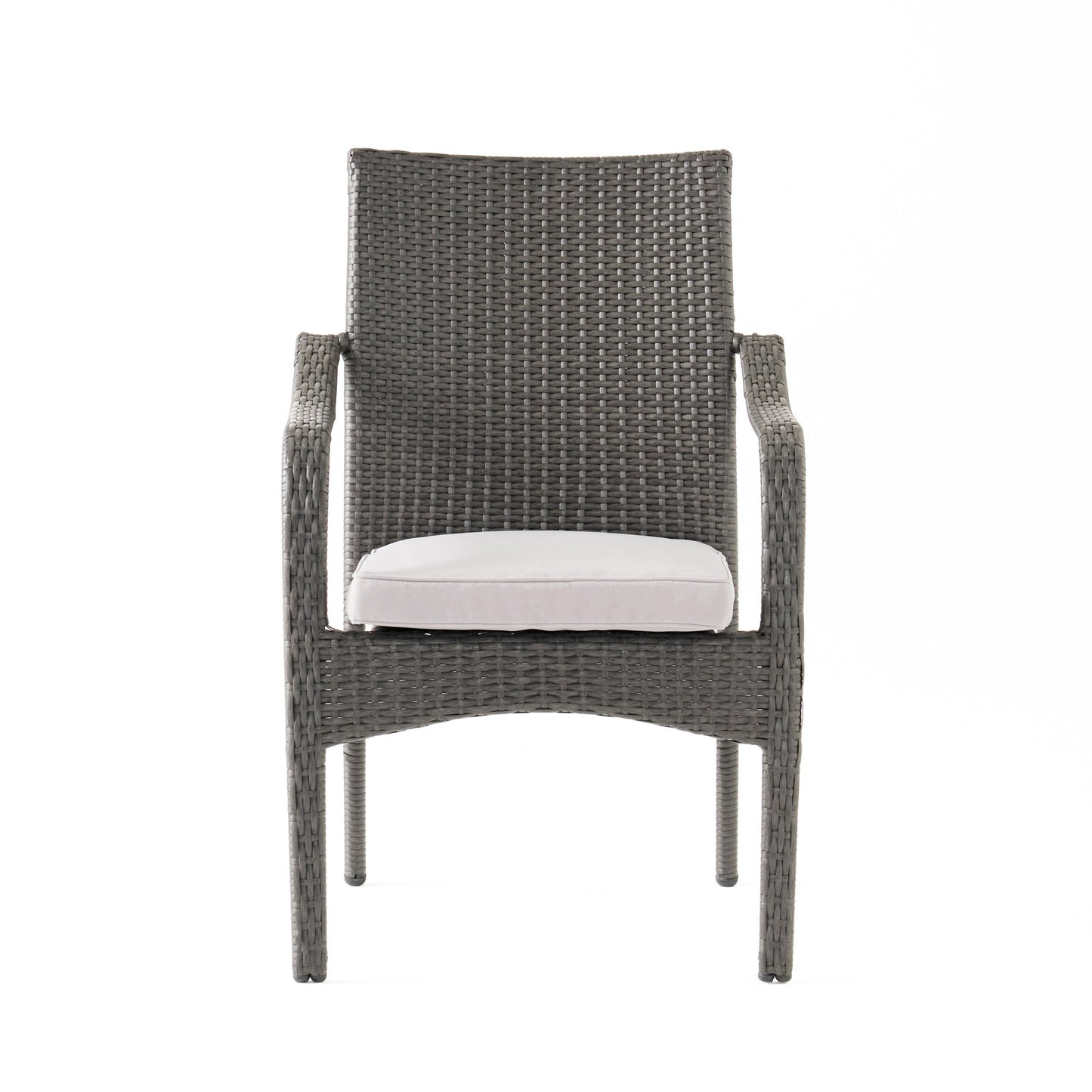 Outdoor PE Rattan Stacking Chair Set with Cushions (Set of 4)