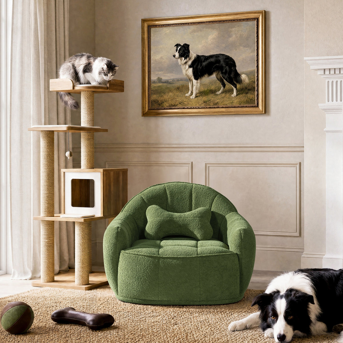 Louie 30.5" Dog Sofa Bed in Moss
