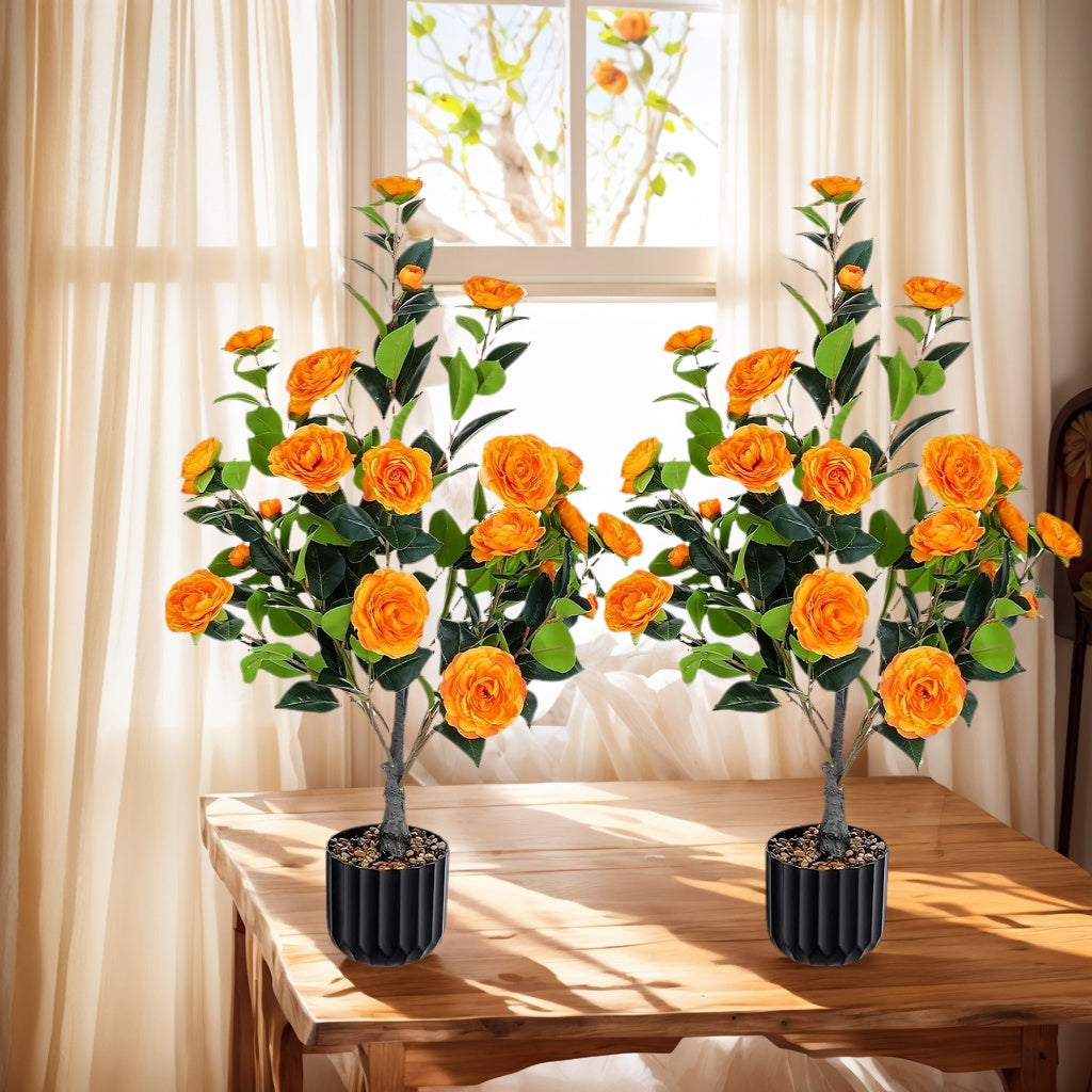Artificial Camellia Tree 2 Pack