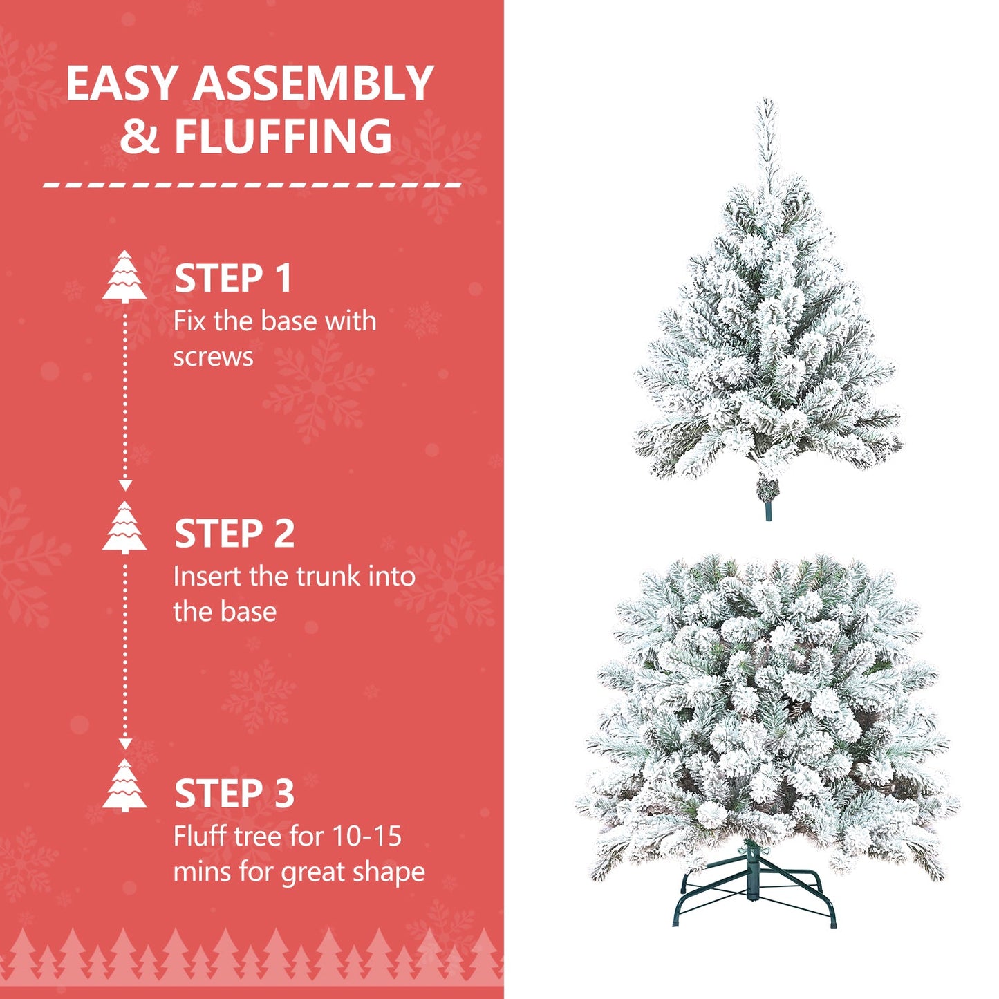 5FT Flocked Christmas Tree with Pine Cones