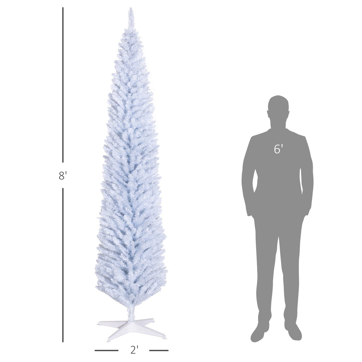 HOMCOM 8' Artificial Pencil Christmas Tree