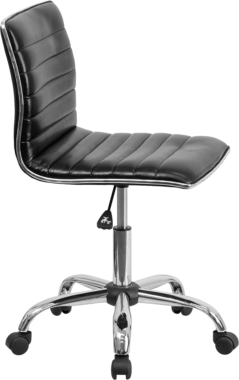Alan Low Back Armless Black Ribbed Office Swivel Task Chair