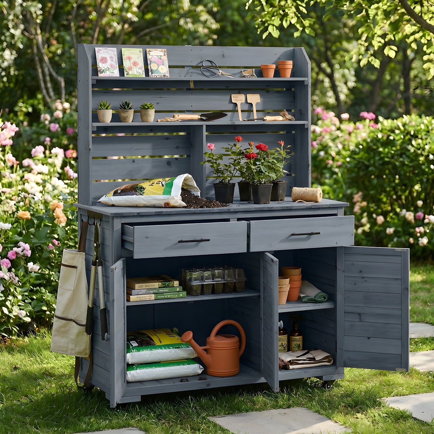 TOPMAX 65''H Large Garden Potting Bench