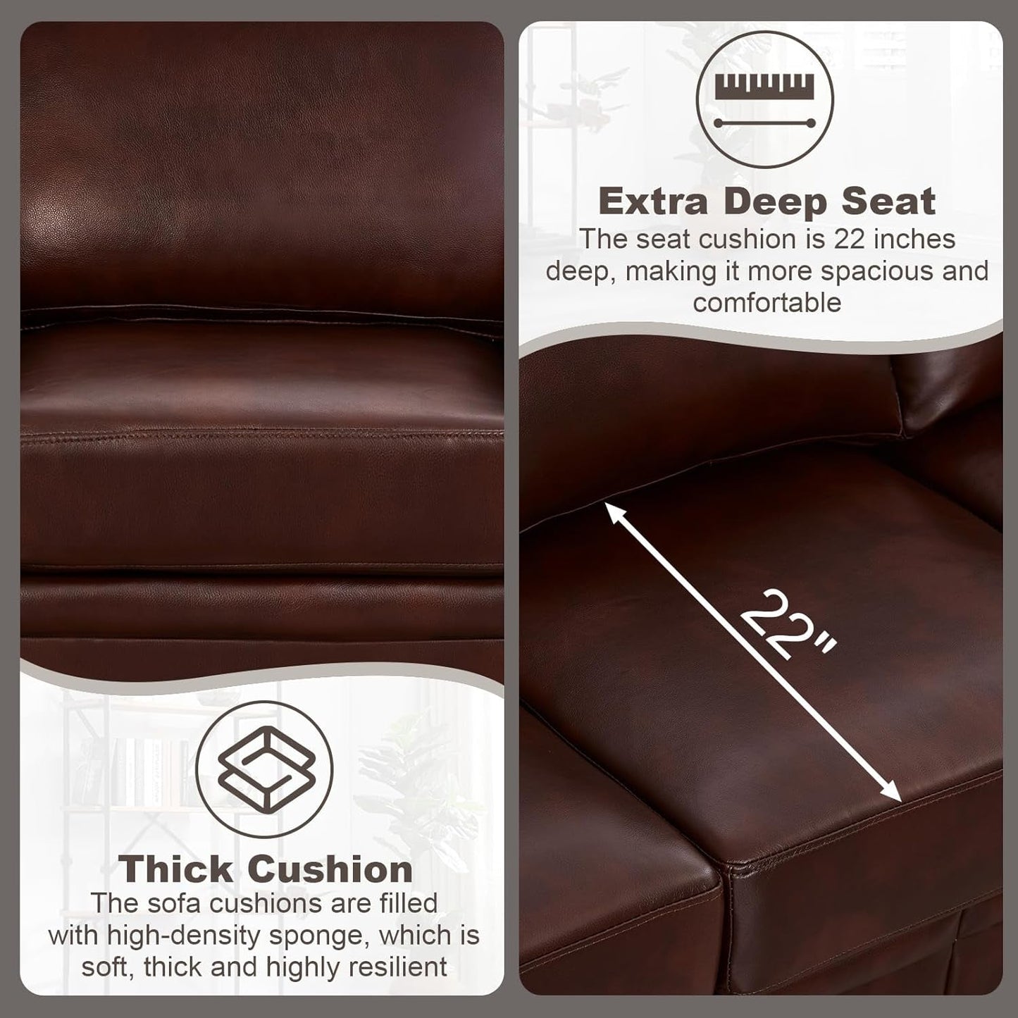 3 Piece Faux Leather Sofa Set With Storage In Burgundy Mid Century Modern Living Room