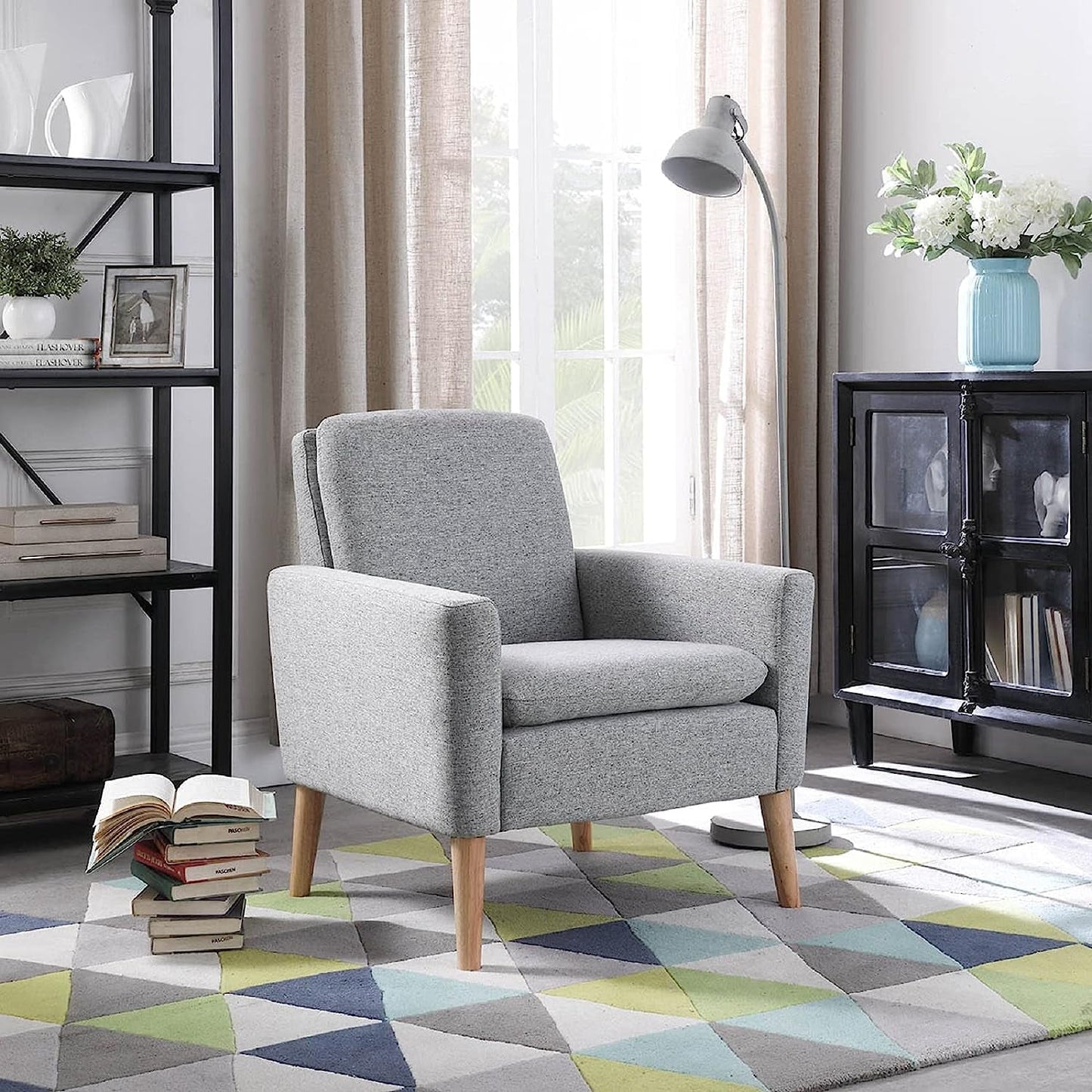 Mid Century Modern Armchair With Padded Seat Cushion