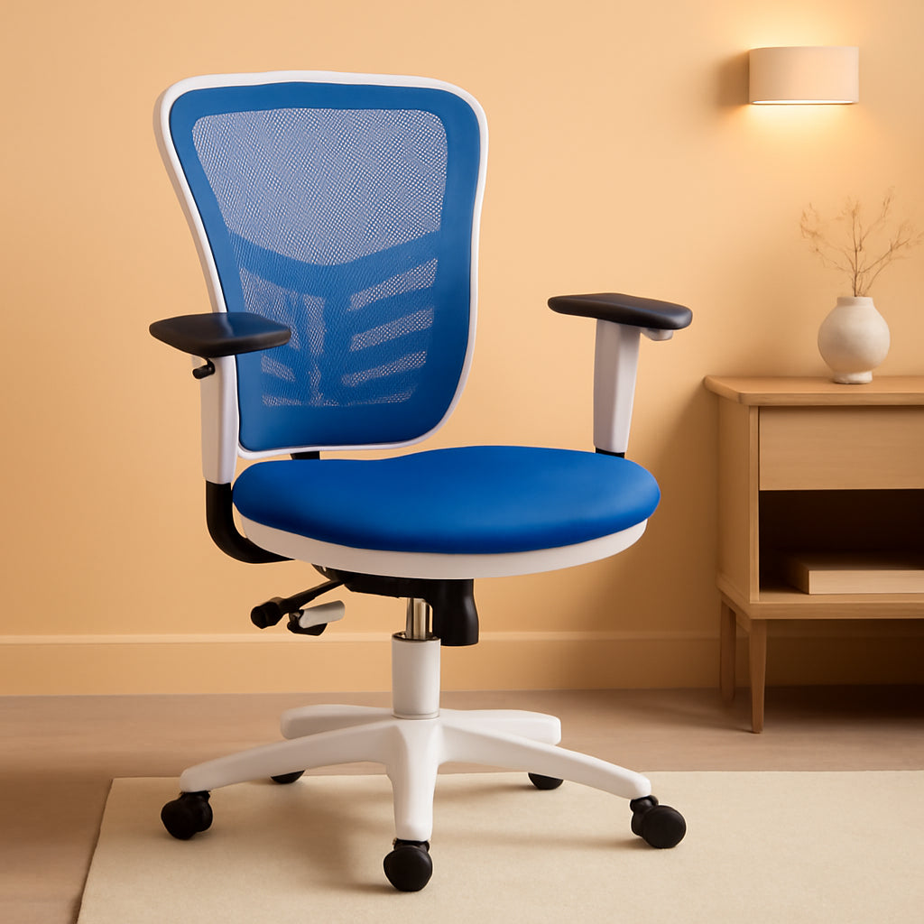 Blue Executive Office Chair With Adjustable Arms Comfort