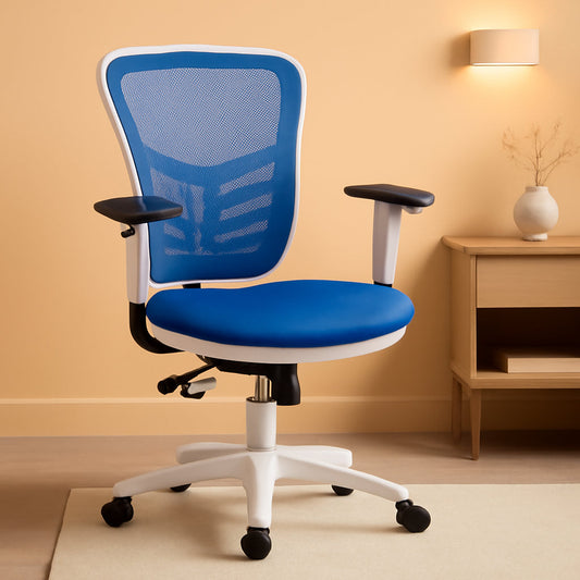 Blue Executive Office Chair With Adjustable Arms Comfort
