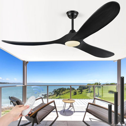 52 Inch Walnut Wood Ceiling Fan With Remote And LED Light