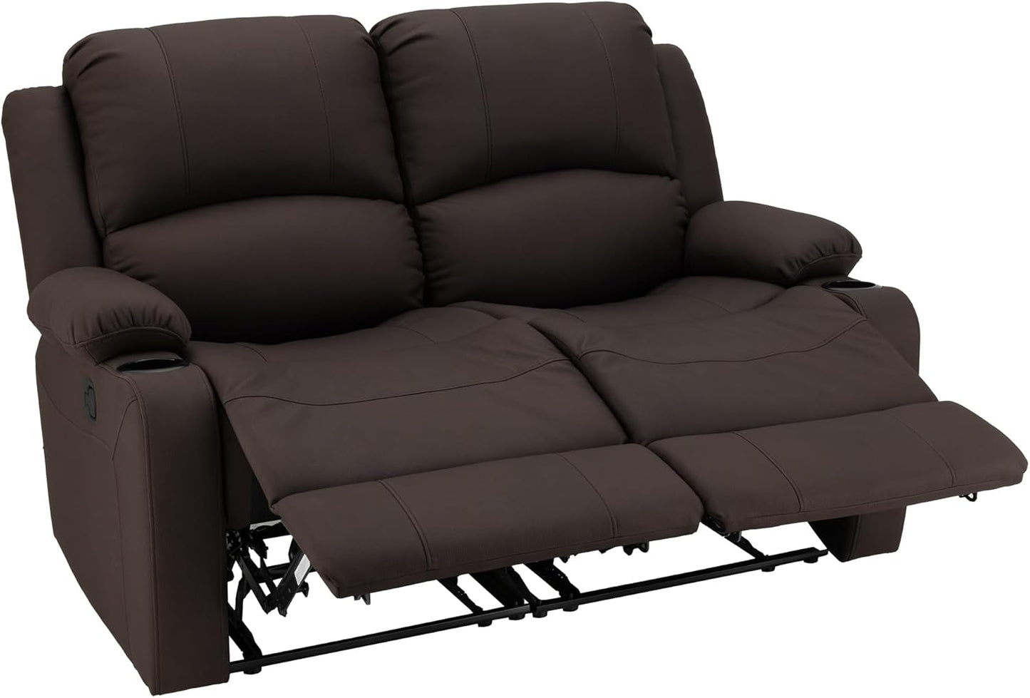 58 Inch Double Wall Hugger Theater Recliner Sofa, Chocolate