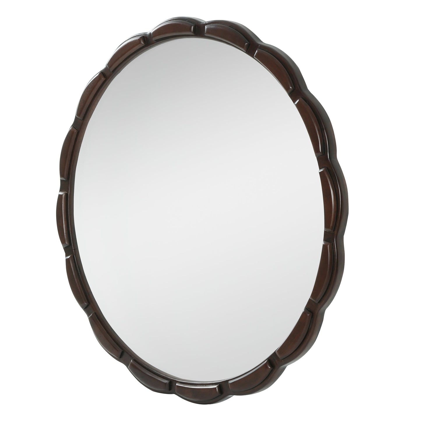 Round Wood Wall Mirror - 31.5" Farmhouse Rustic Accent