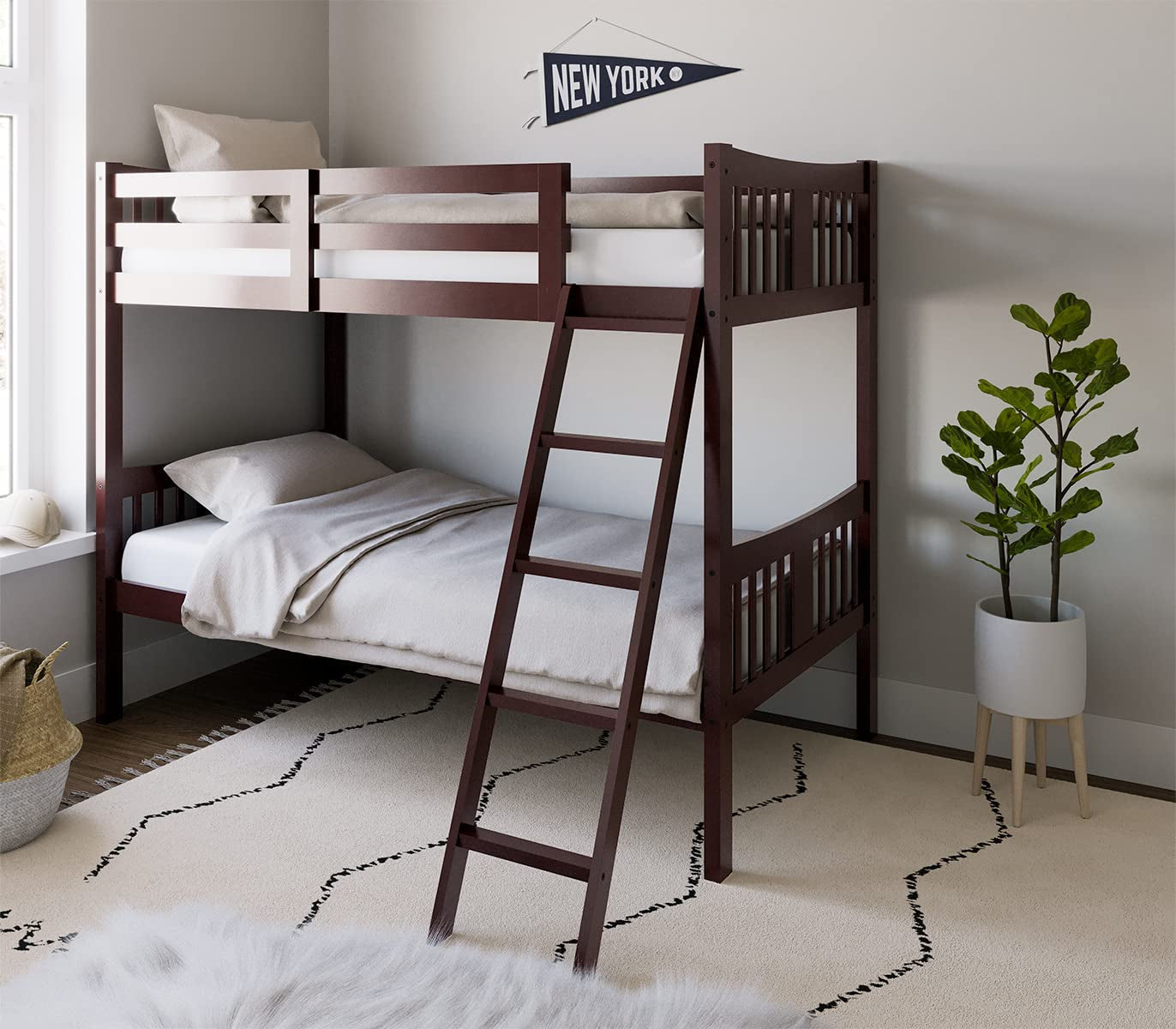 Espresso Twin Over Twin Bunk Bed GREENGUARD Gold Certified
