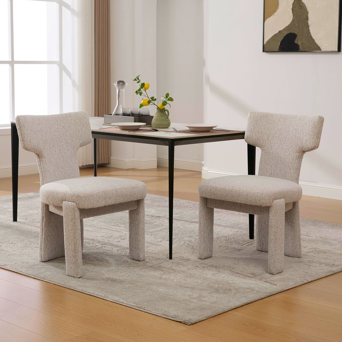 Modern Upholstered Chenille Dining Chair Set of 2
