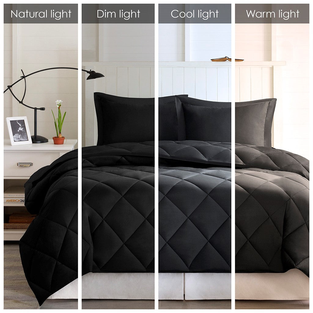 King 3M Scotchgard Diamond Quilting Reversible Down Alternative Comforter Set
