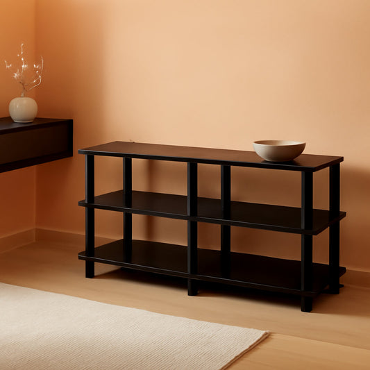 Turn-S-Tube No Tools 3-Tier TV Stand Dark Cherry And Black
