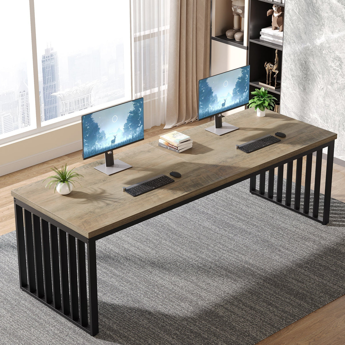 78.74 Inches Double Computer Desk for 2 Person