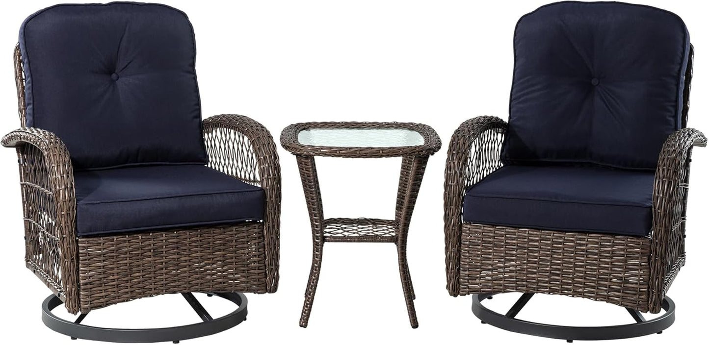 Outdoor Wicker Swivel Glider Rocker Patio Furniture Set