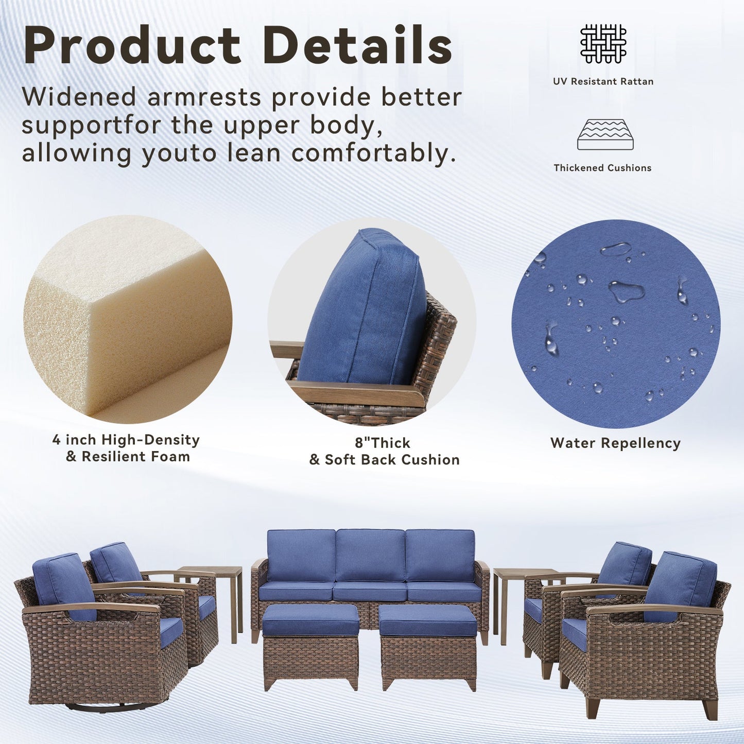 73.6" Wide Outdoor Wicker Patio Sofa
