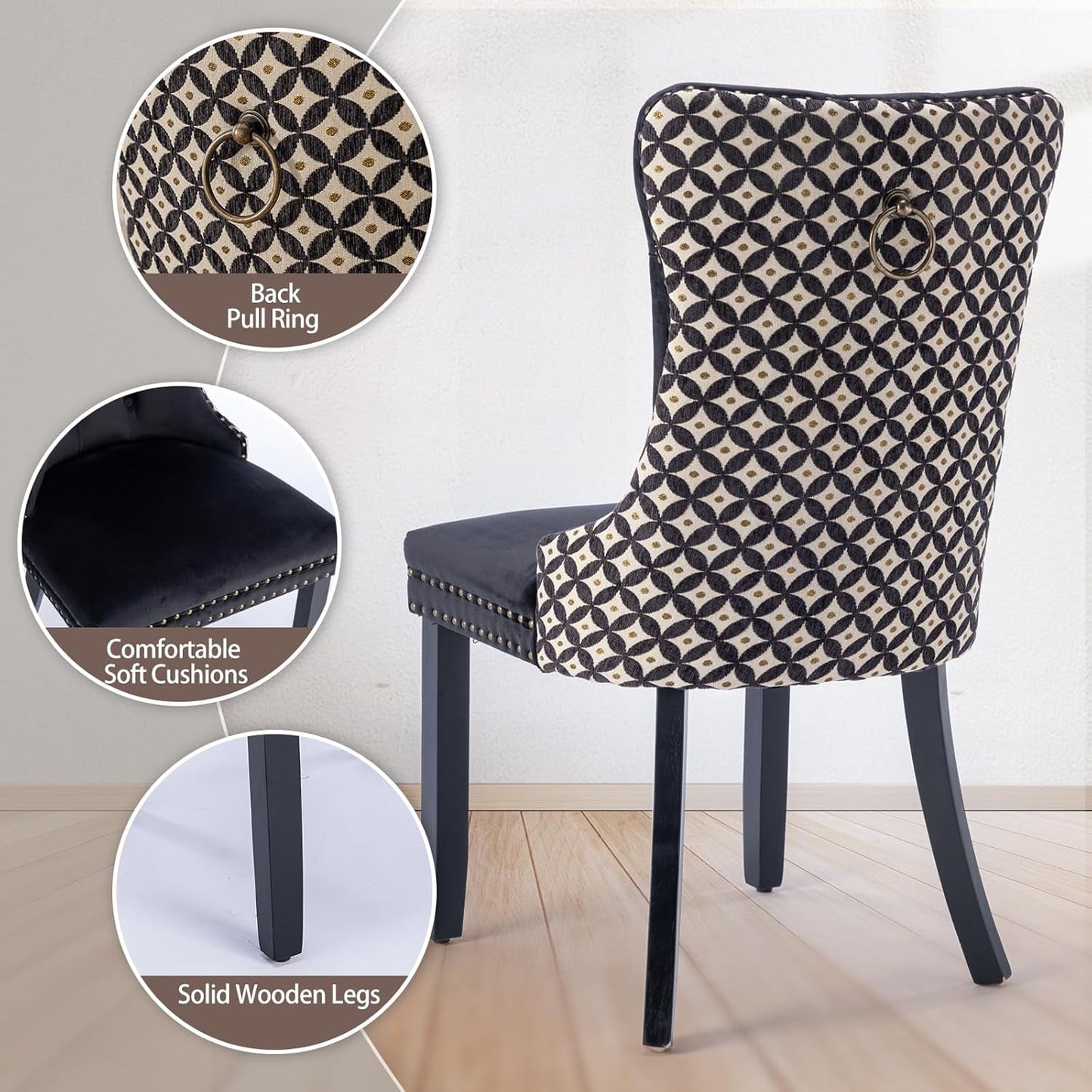 Velvet Tufted Dining Chairs Set Of 4 With Nailhead Trim