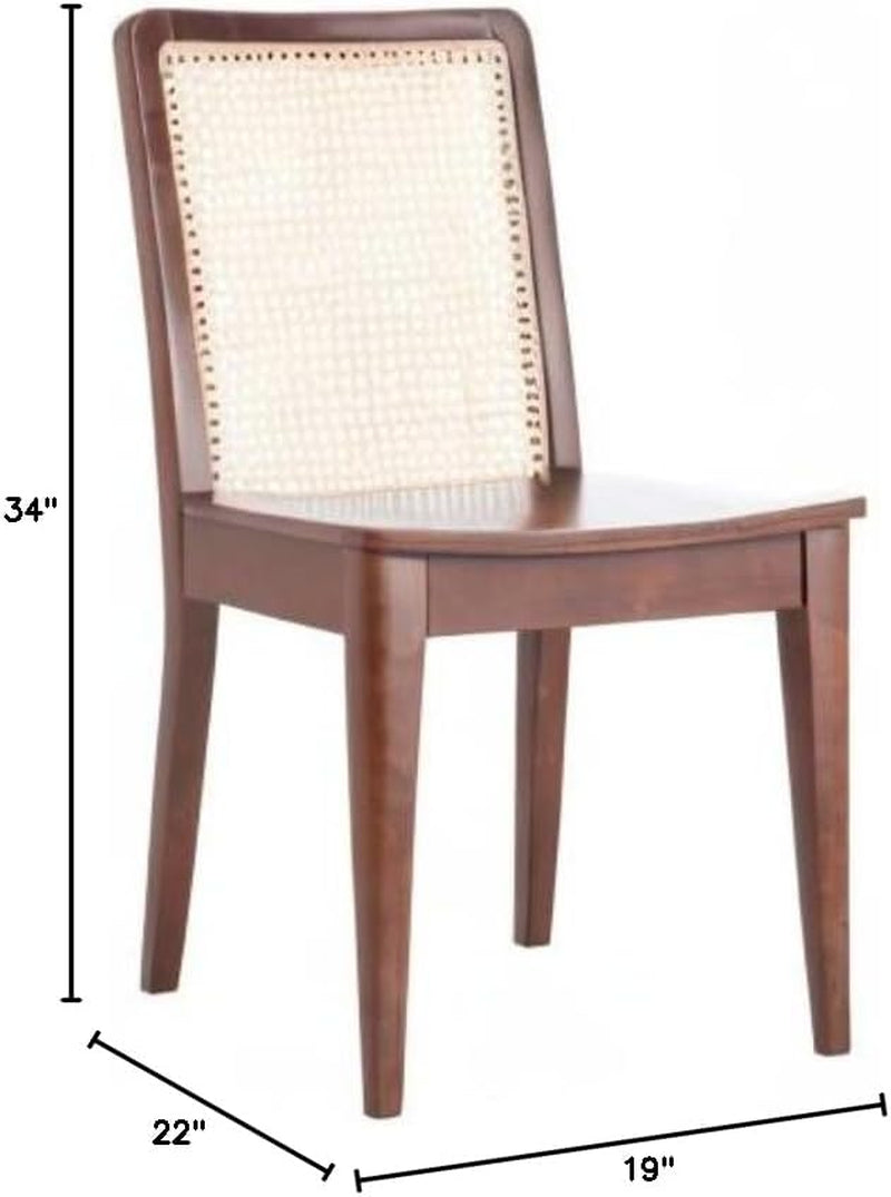 Benicio Dark Brown Natural Rattan Back Dining Chair Set of 2
