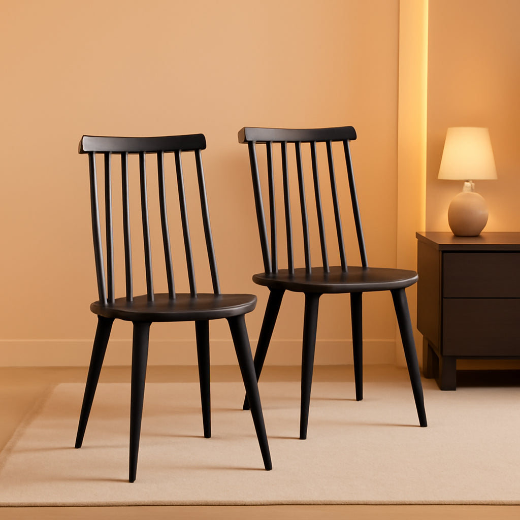 Antique Walnut Hardwood Spindle Back Dining Chairs