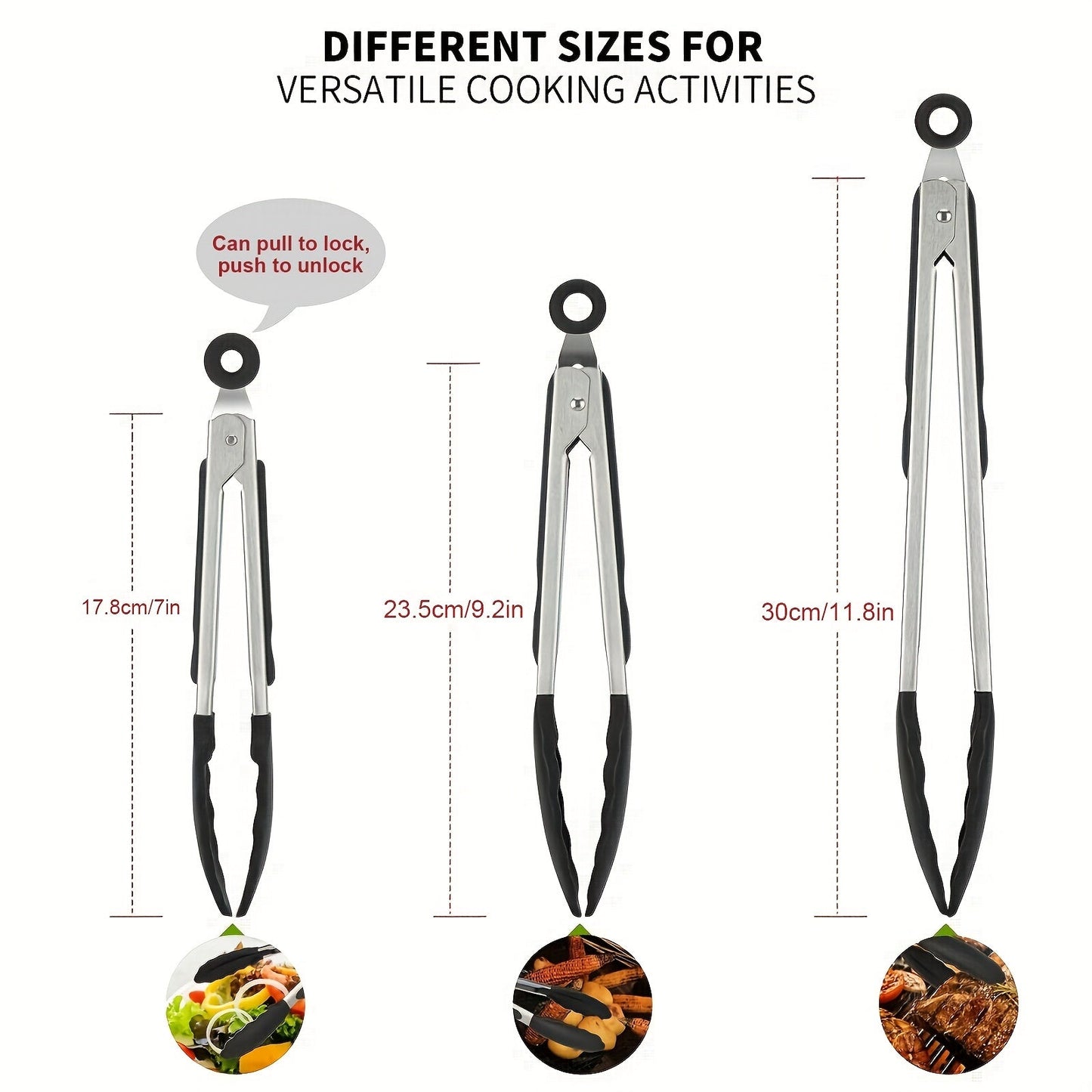 HighHeat Silicone Kitchen Tongs with Locking Grip 30cm