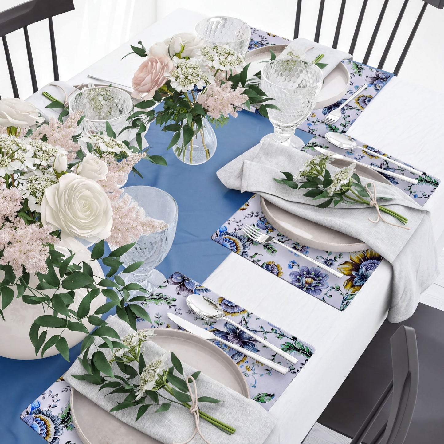 Floral Cork Placemats - Cork Backed, Heat Resistant 12 x 17 Inch Mats for Indoor Outdoor