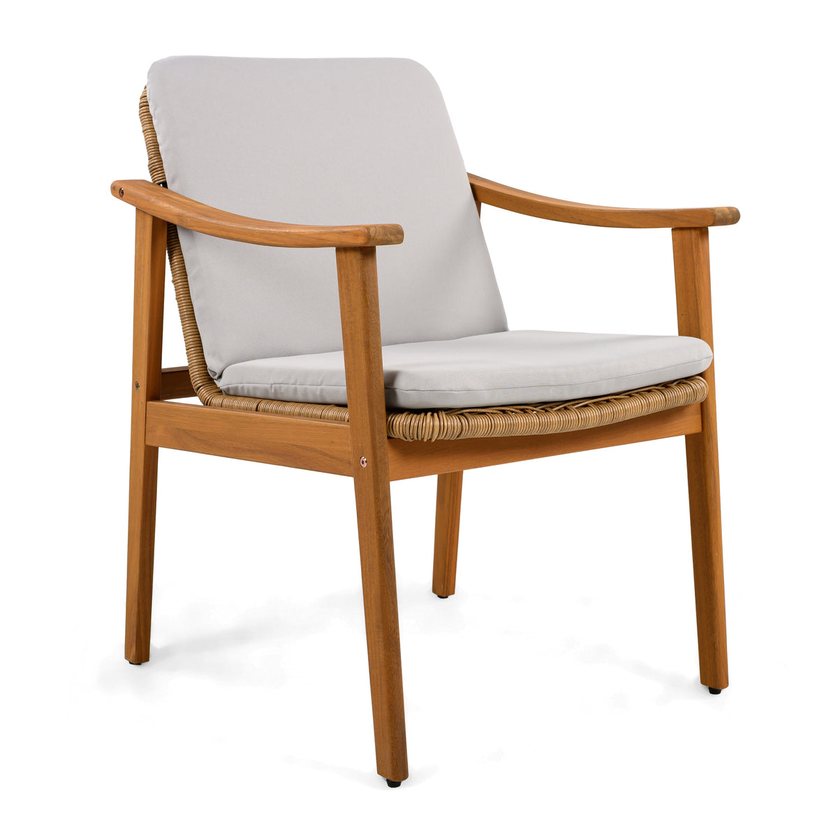 Outdoor Dining Chairs Set of 2, Teak Color Acacia Wood Frame