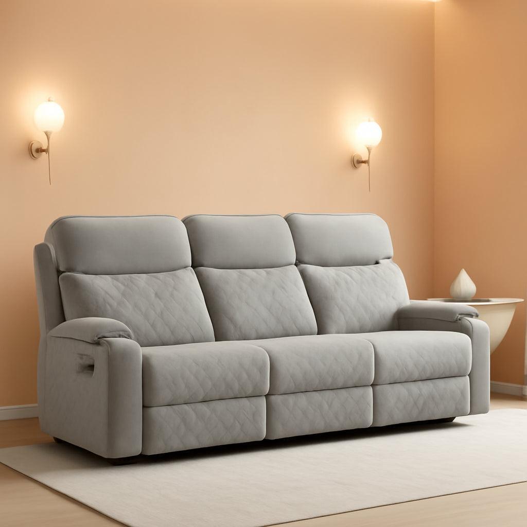 Electric Recliner Sofa USB Type C Ports Light Grey